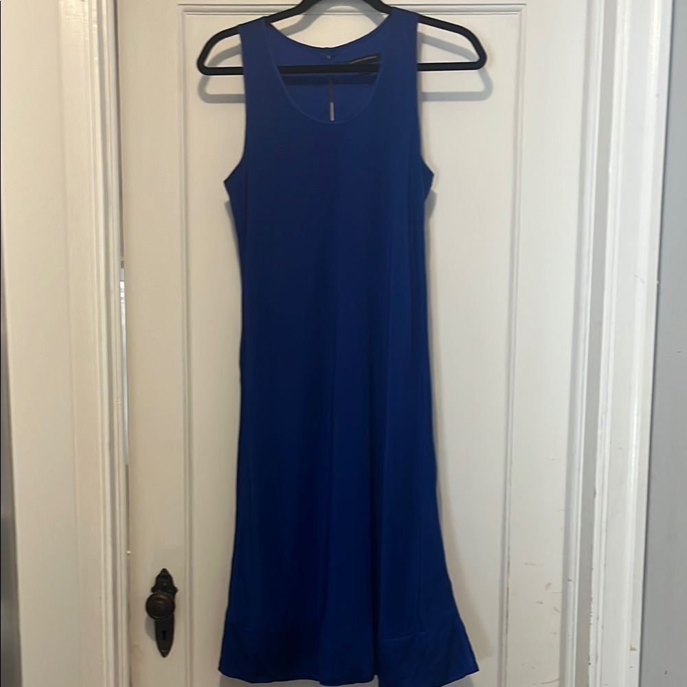 Banana Republic Silk Blue Sleeveless Sheath Dress Midi